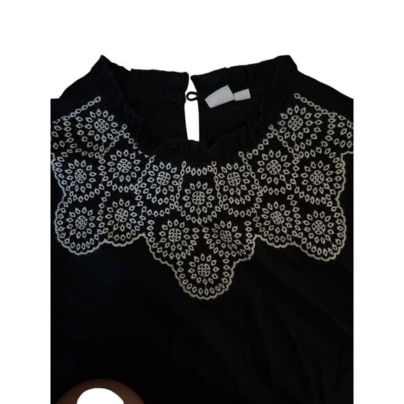 Vintage GAP Black Embroidered Boho Smock Top Cotton S - Picture 4 of 6